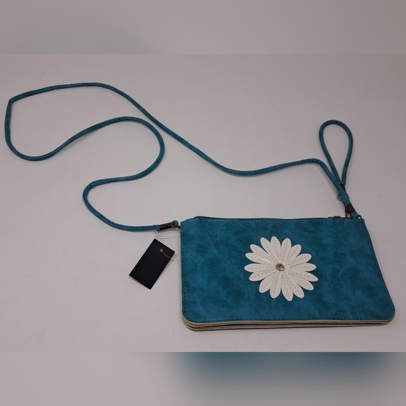 By Chance Handbags - Vintage Wallet With Strap Purse Satchel Floral Flowers 80s 90s Transparent Back